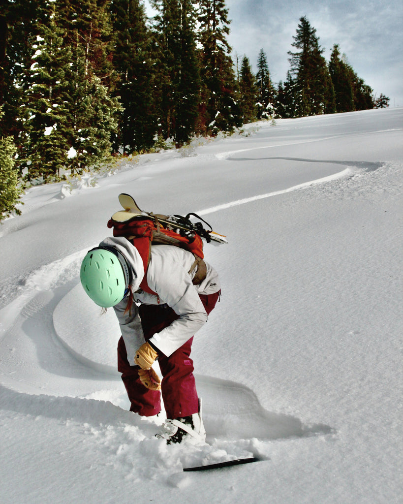 backcountry snowboarding earning your turns with Drift board approach skis instead of a splitboard