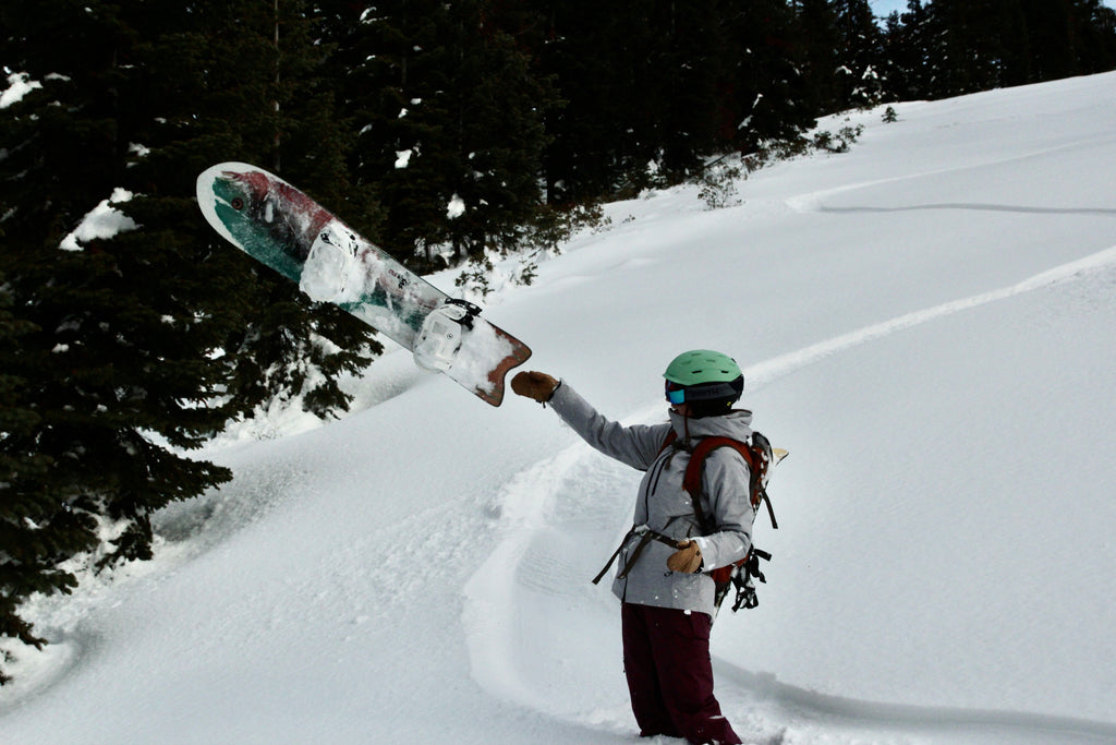 backcountry snowboarding earning your turns with Drift board approach skis instead of a splitboard